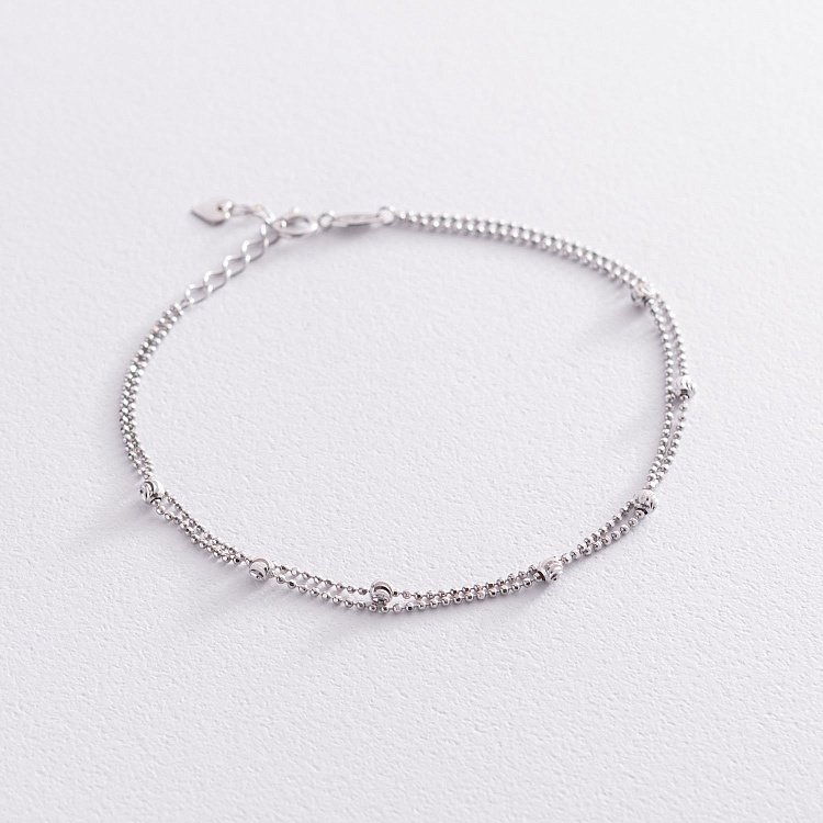 Двойной браслет "Шарики" в белом золоте б04757 от ювелирного магазина Оникс