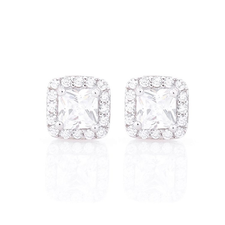 Серебряные серьги-пусеты с фианитами 122461 от ювелирного магазина Оникс - 1