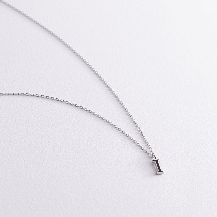Серебряное колье с буквой І 18621ч от ювелирного магазина Оникс