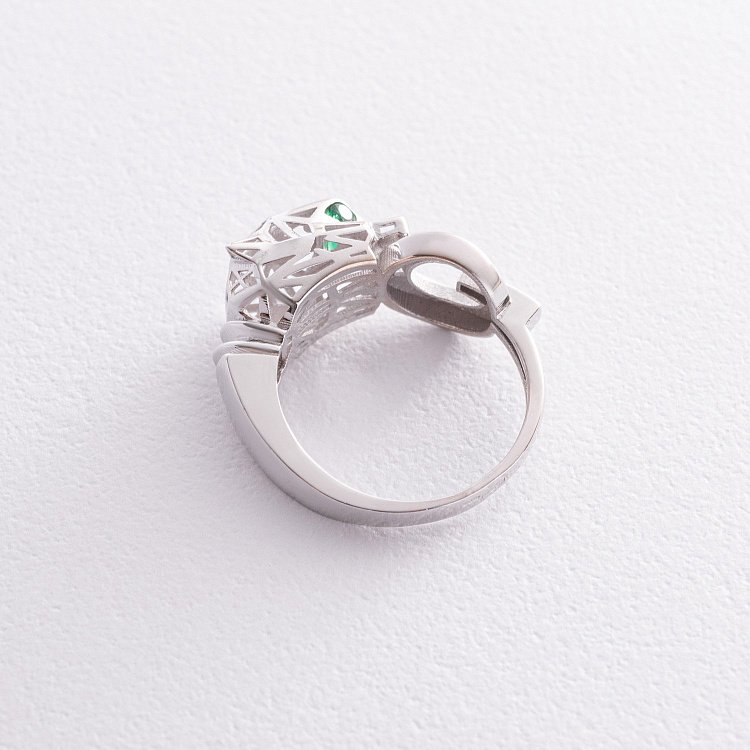 Кольцо "Пантера" в белом золоте (фианиты) к07611 от ювелирного магазина Оникс - 4