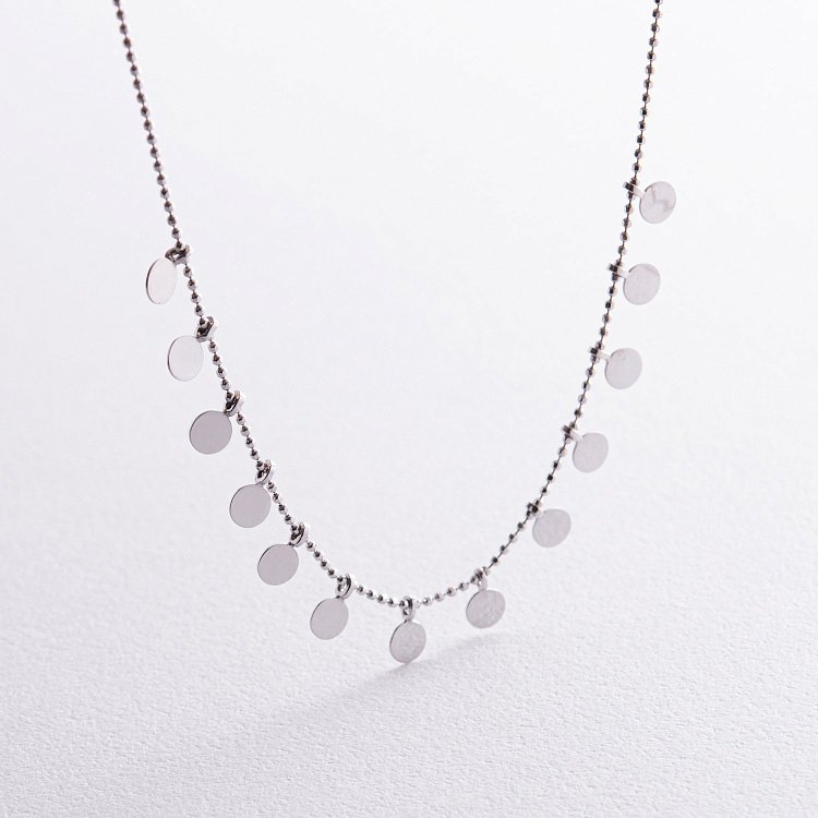 Колье "Монетки" в белом золоте кол01395 от ювелирного магазина Оникс