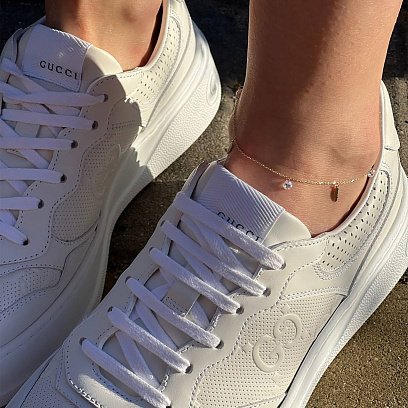 Золотой браслет "Перышки" на ногу (фианиты) б04797 №7