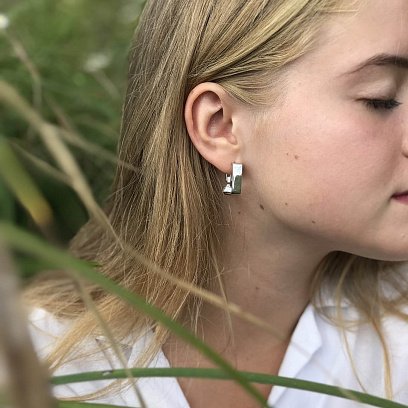 Серебряные серьги на итальянской застежке 122539 №4