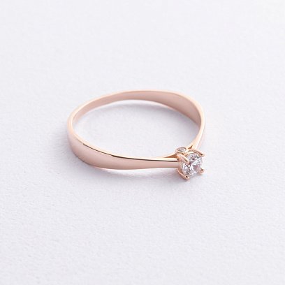 Заручальна золота каблучка з фіанітом к08225 №2