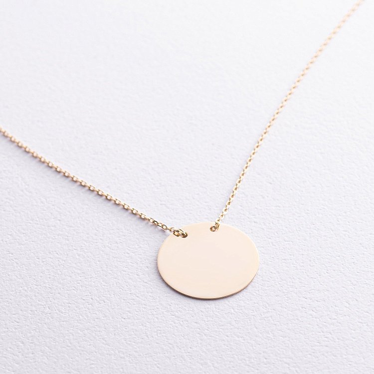 Колье "Монетка" в желтом золоте (возможна гравировка) кол02281 от ювелирного магазина Оникс - 6