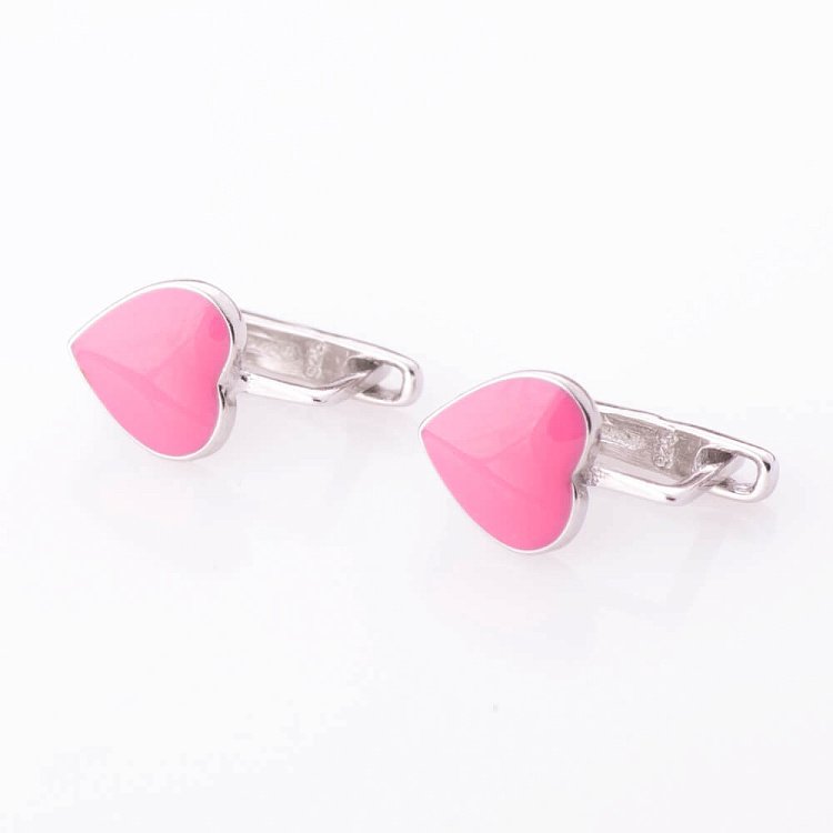 Серебряные серьги "Сердечко" (Эмаль) 122055 от ювелирного магазина Оникс - 2