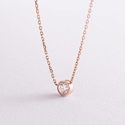 Кольє в червоному золоті з діамантом 719112421