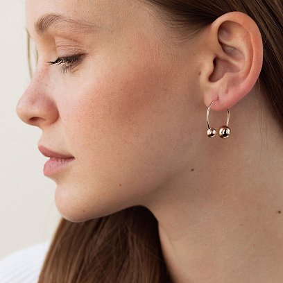 Серьги "Хельга" с шариками (красное золото) с08234 №6