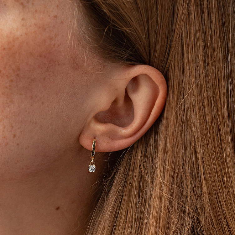 Сережки у жовтому золоті (фіаніти) с09191 від ювелірного магазину Онікс - 3