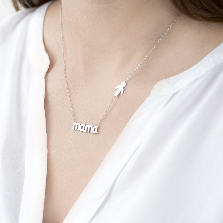 Срібне кольє Мама з хлопчиком 18554 від ювелірного магазину Онікс