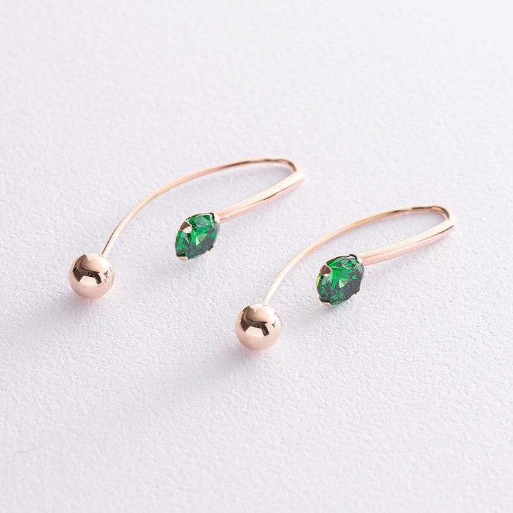 Золотые серьги "Вдохновение" (фианиты) с07039 от ювелирного магазина Оникс