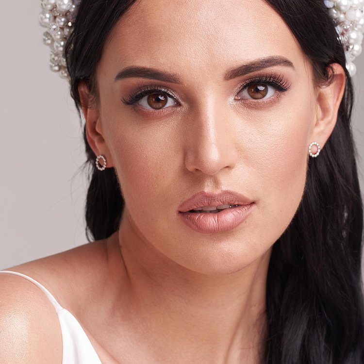 Серьги-пусеты "Гармония" в белом золоте с06903 от ювелирного магазина Оникс - 2