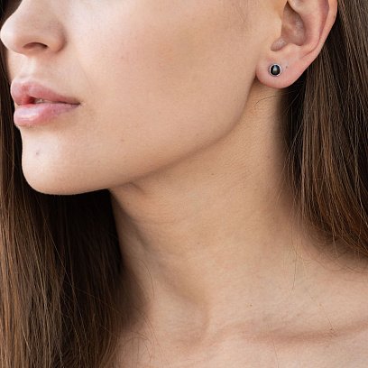 Срібні сережки-пусети (емаль) 122358 №2