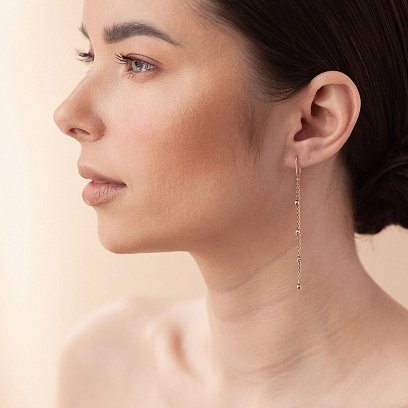 Золоті висячі сережки з кульками (протяжки) с06335 №8