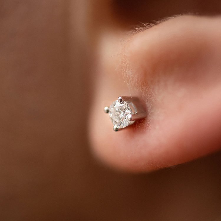 Золотые серьги - пусеты 2 в 1 с бриллиантами 331981121 от ювелирного магазина Оникс - 3