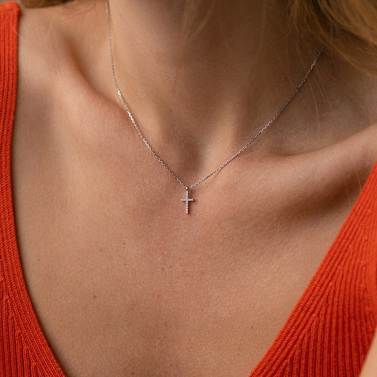 Золотое колье "Крестик" с бриллиантами 738341121 от ювелирного магазина Оникс - 3