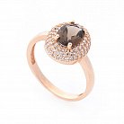 Золотое кольцо (дымчатый кварц, фианиты) к04658 от ювелирного магазина Оникс