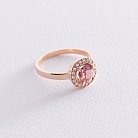 Золотое кольцо с розовым и белыми фианитами к06839 от ювелирного магазина Оникс