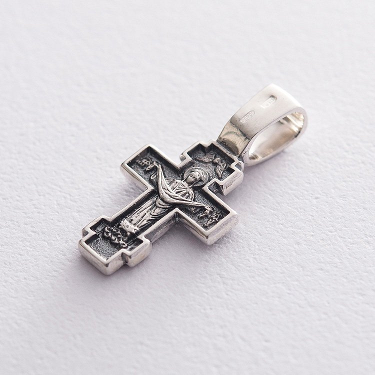 Срібний православний хрест "Розп'яття Христове. Покров Святої Богородиці" 133008 від ювелірного магазину Онікс - 1