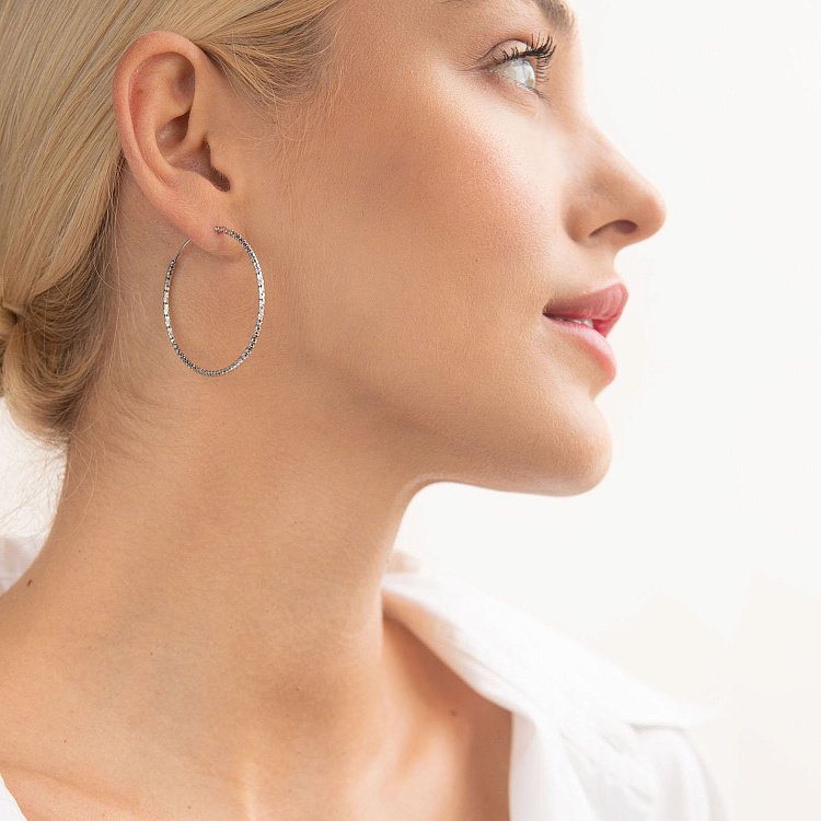 Сережки - кільця в сріблі (4.1 см) 122962 від ювелірного магазину Онікс - 2