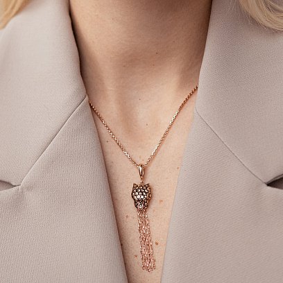 Золотой кулон "Пантера" (эмаль, фианиты) п03634 №4