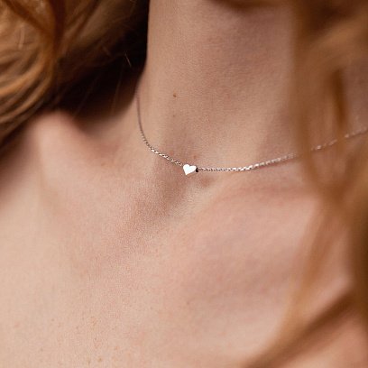 Колье "Сердечко" в белом золоте кол01771