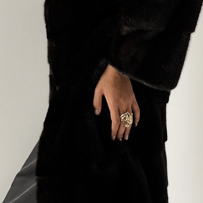 Каблучка "Пантера" в жовтому золоті (фіаніти) к06768 №3