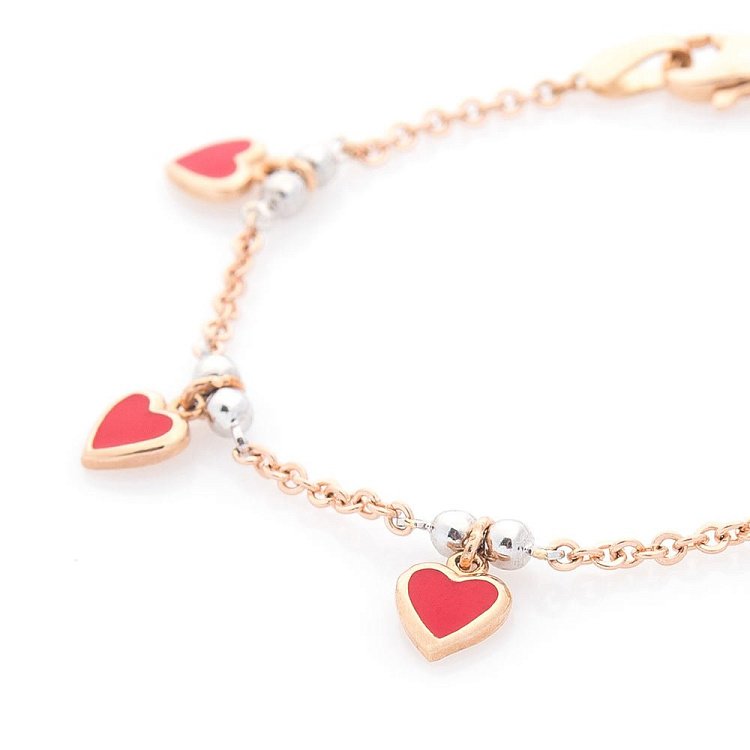 Золотой детский браслет "Сердечки" с эмалю б00518 от ювелирного магазина Оникс - 1