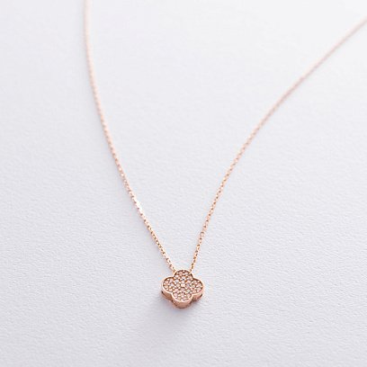 Кольє "Конюшина" в червоному золоті (фіаніти) кол01667