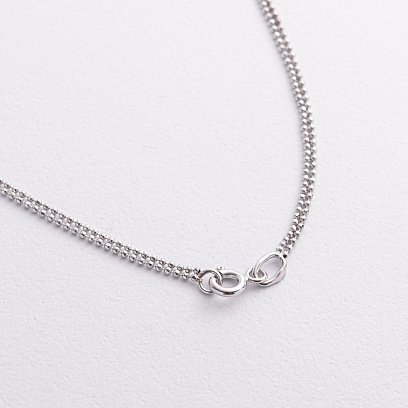 Подвійне кольє "Сердечко та перлина" (біле золото) кол02608 №3