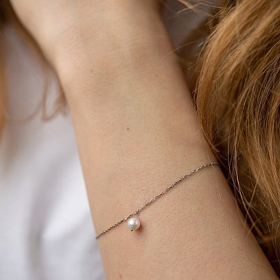 Браслет із перлиною (біле золото) б05266 №6