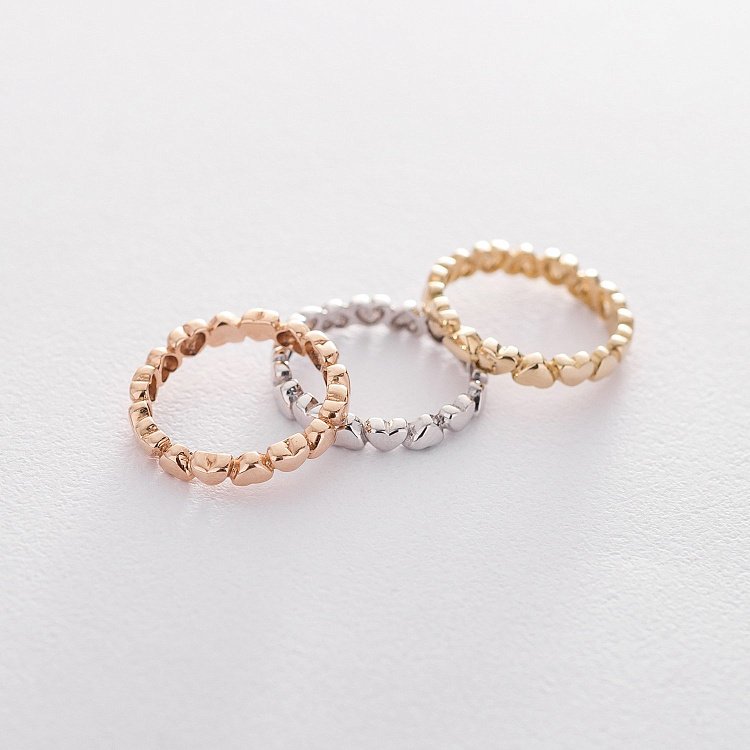 Золота каблучка "Серця" к04904 - 5 Золота каблучка "Серця" к04904 від ювелірного магазину Онікс - 5