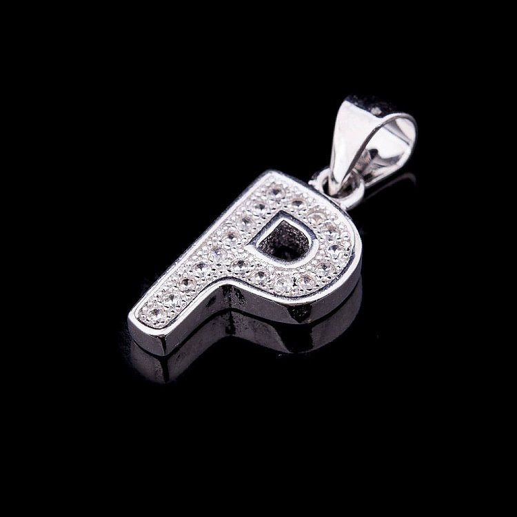 Серебряная подвеска "Буква Р" с фианитами 132212 Р от ювелирного магазина Оникс