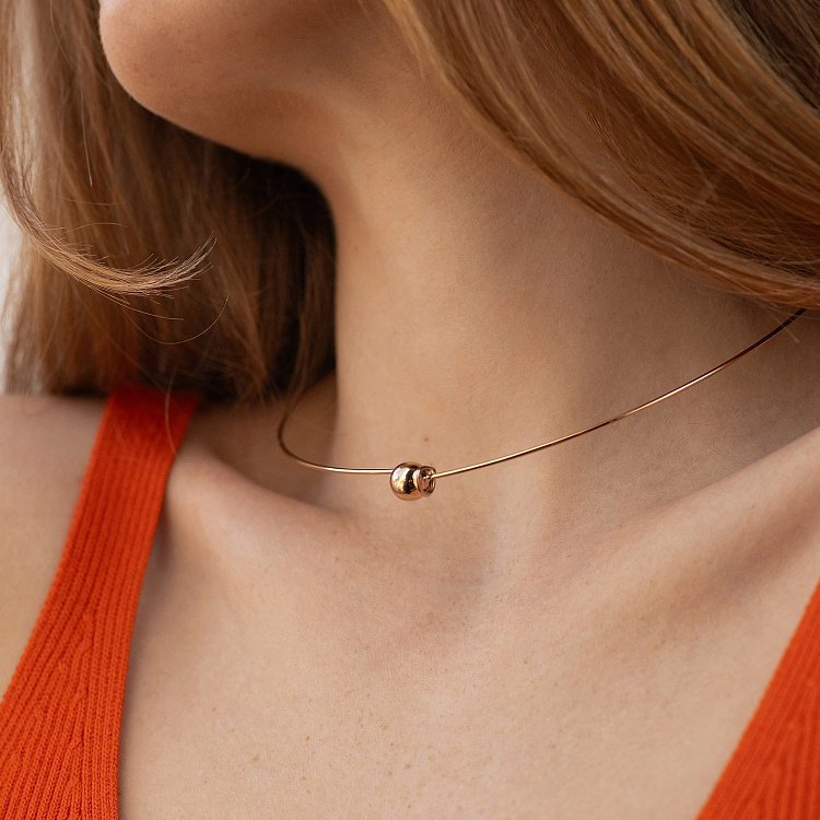 Кольє - чокер "Adele" (червоне золото) з кулькою кол02543 від ювелірного магазину Онікс - 5