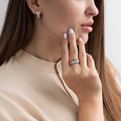 Серьги в красном золоте с фианитами с04522 №2