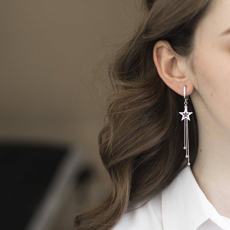 Серебряные серьги "Звездное небо" 122245 от ювелирного магазина Оникс - 3