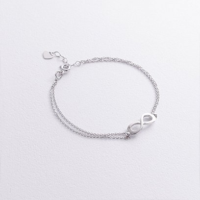 Браслет "Бесконечность" в белом золоте (фианит) б04856