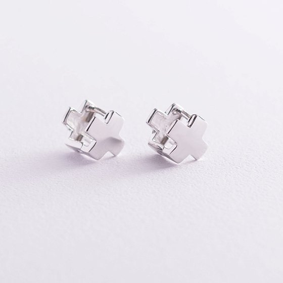 Сережки "Хрестики" в білому золоті с06971 №3