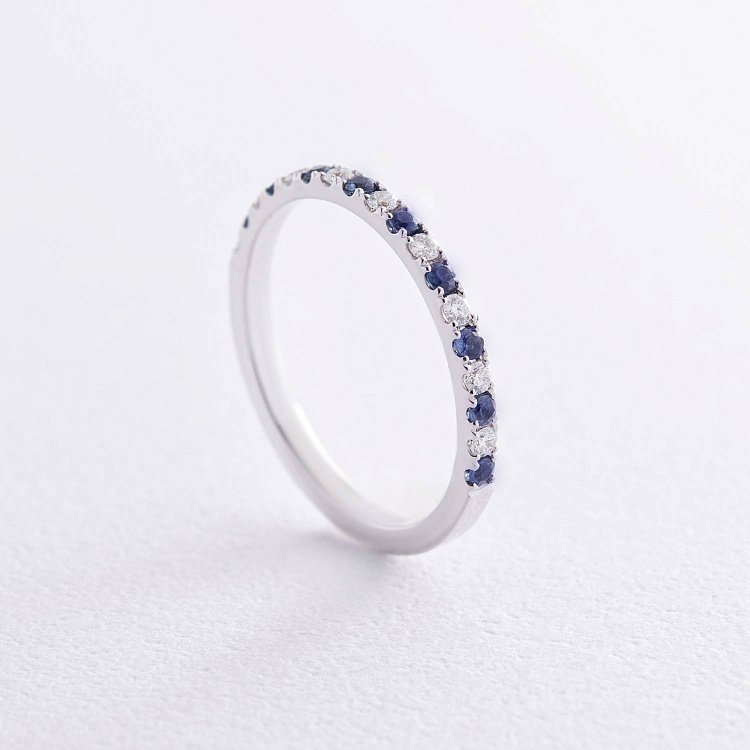 Золотое кольцо с бриллиантами и сапфирами кб0497ch от ювелирного магазина Оникс