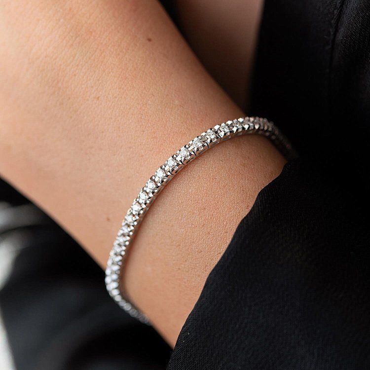 Браслет Теннис в белом золоте с белыми бриллиантами 528881521 от ювелирного магазина Оникс - 1