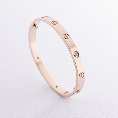 Жорсткий браслет "Love" з діамантами (жовте золото) 523453121 №9