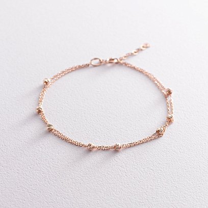 Двойной браслет "Шарики" в красном золоте б04573