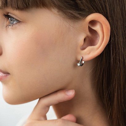 Детские серебряные серьги с фианитами 242 №4