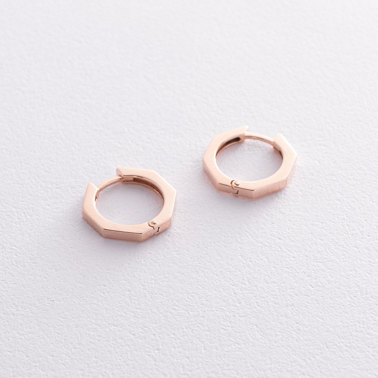 Сережки - кільця "Геометрія" у червоному золоті с08571 від ювелірного магазину Онікс - 2