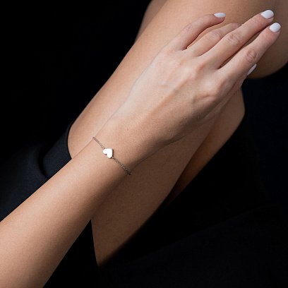 Браслет "Сердце" в белом золоте б04550 №7