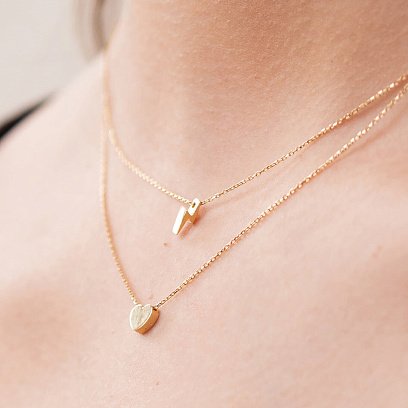 Двойное золотое колье "Молния и сердечко" кол02311 №8