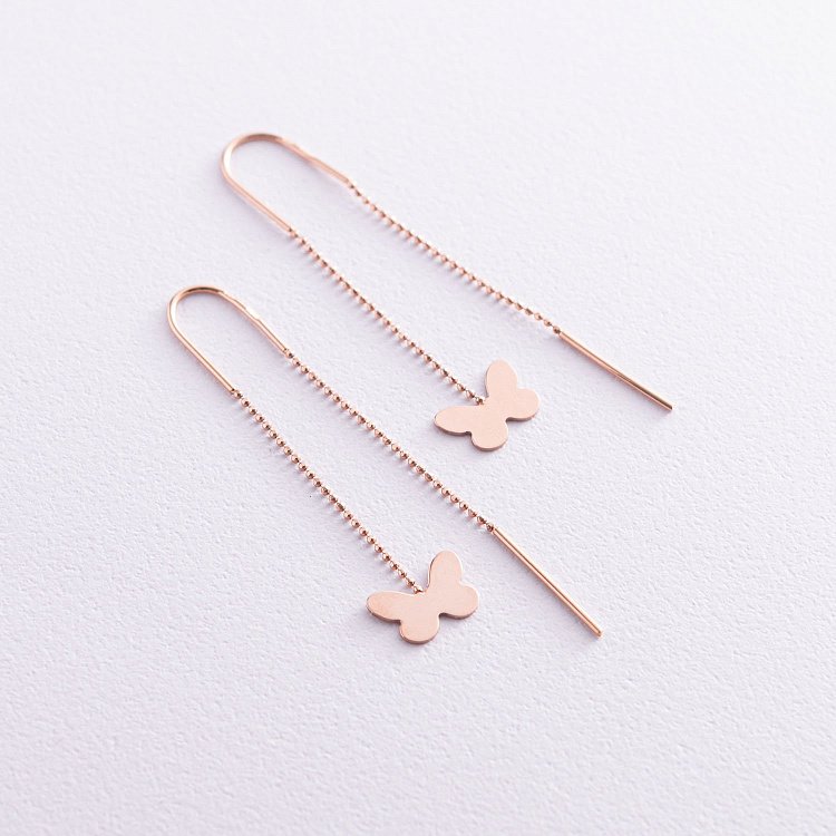 Золоті сережки-протяжки "Метелики" с05560 від ювелірного магазину Онікс