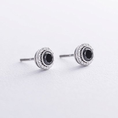 Сережки - пусети з діамантами (біле золото) 336191122