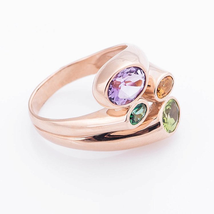 Золотое кольцо с натуральными камнями 02-1415.0.1230 от ювелирного магазина Оникс - 2