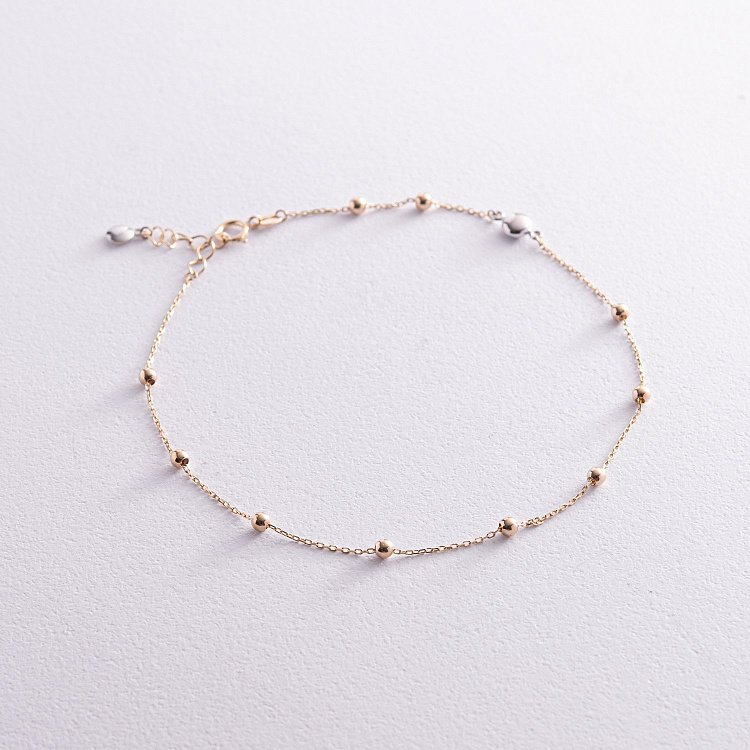 Браслет "Шарики" на ногу (желтое, белое золото) б05126 от ювелирного магазина Оникс